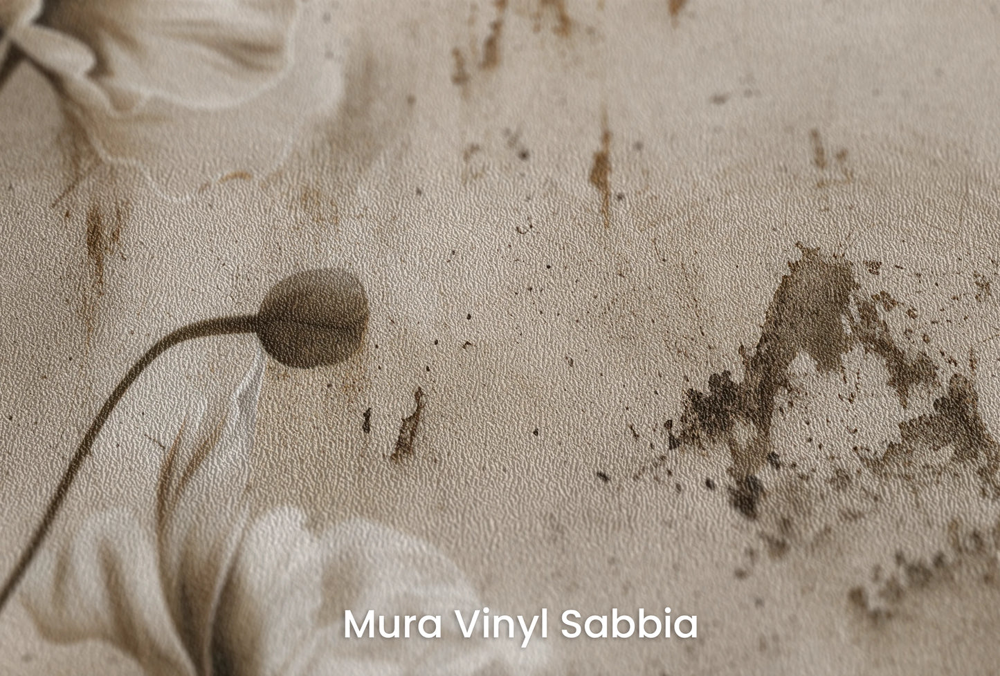 Zbliżenie na artystyczną fototapetę o nazwie Monochrome Elegance na podłożu Mura Vinyl Sabbia struktura grubego ziarna piasku.