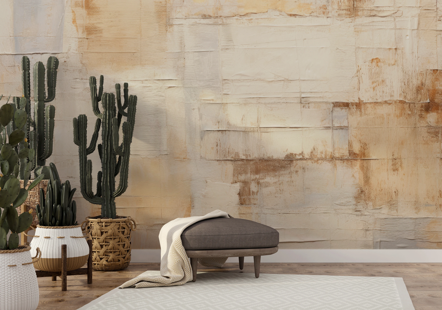 Wzór fototapety artystycznej o nazwie Parchment Hues pokazanej w aranżacji wnętrza.