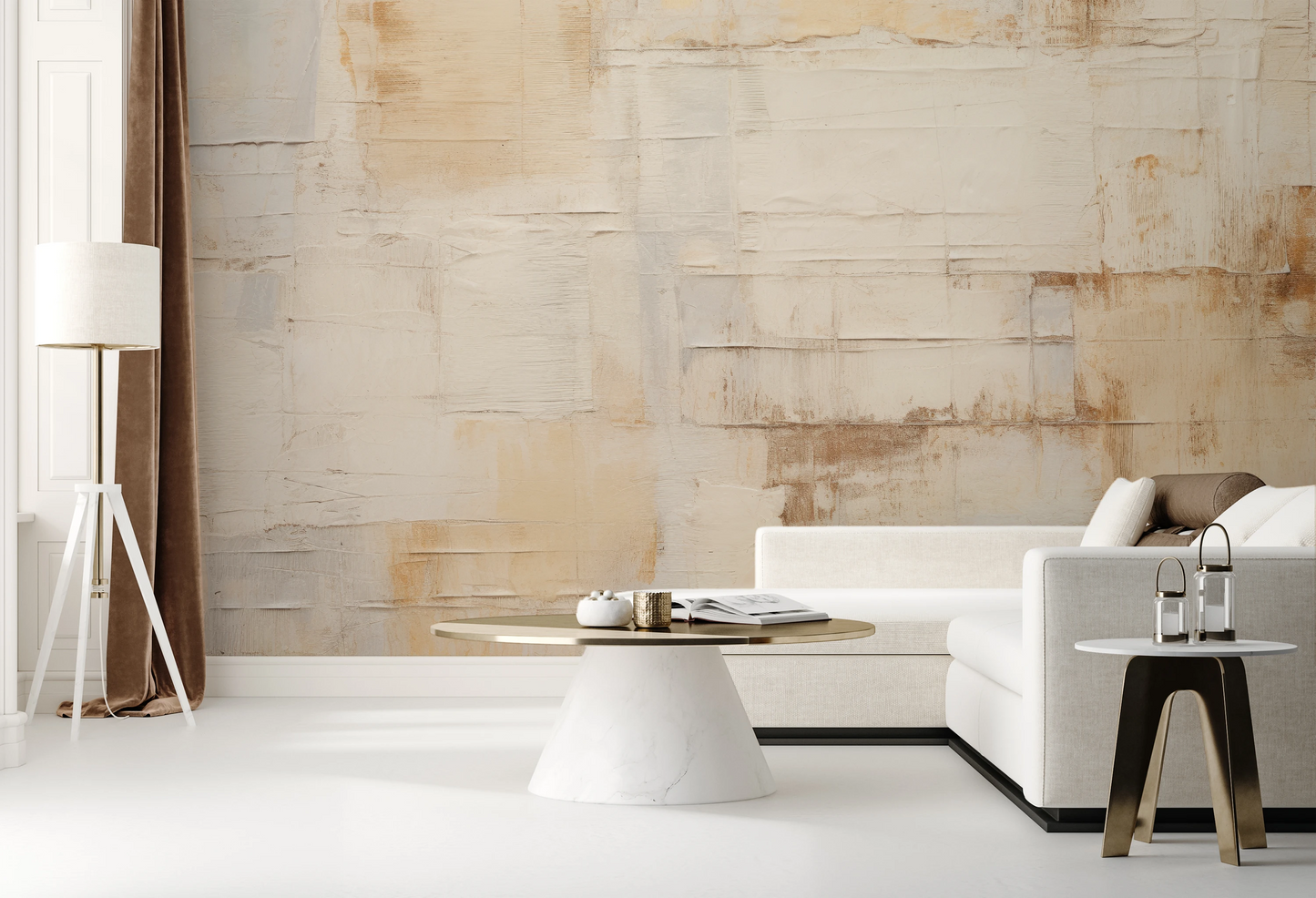 Fototapeta artystyczna o nazwie Parchment Hues pokazana w aranżacji wnętrza.