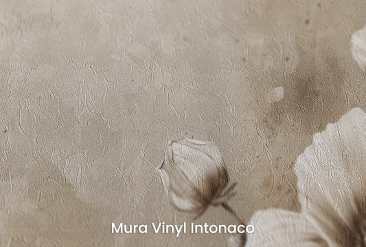 Zbliżenie na artystyczną fototapetę o nazwie Modern Purity na podłożu Mura Vinyl Intonaco - struktura tartego tynku.