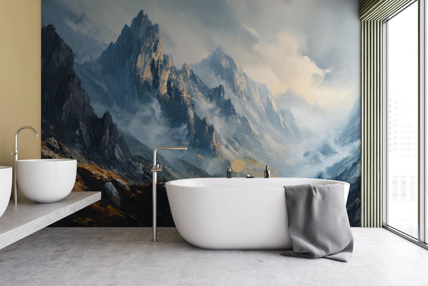 Fototapeta malowana o nazwie Mountain Majesty pokazana w aranżacji wnętrza.
