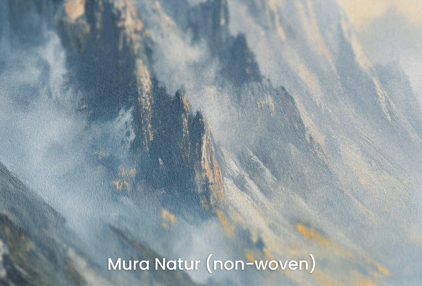 Zbliżenie na artystyczną fototapetę o nazwie Mountain Majesty na podłożu Mura Natur (non-woven) - naturalne i ekologiczne podłoże.