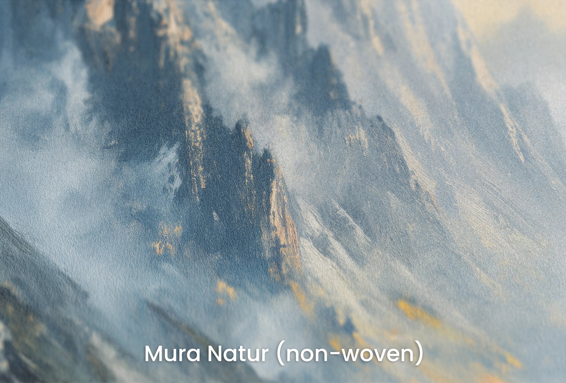 Zbliżenie na artystyczną fototapetę o nazwie Mountain Majesty na podłożu Mura Natur (non-woven) - naturalne i ekologiczne podłoże.
