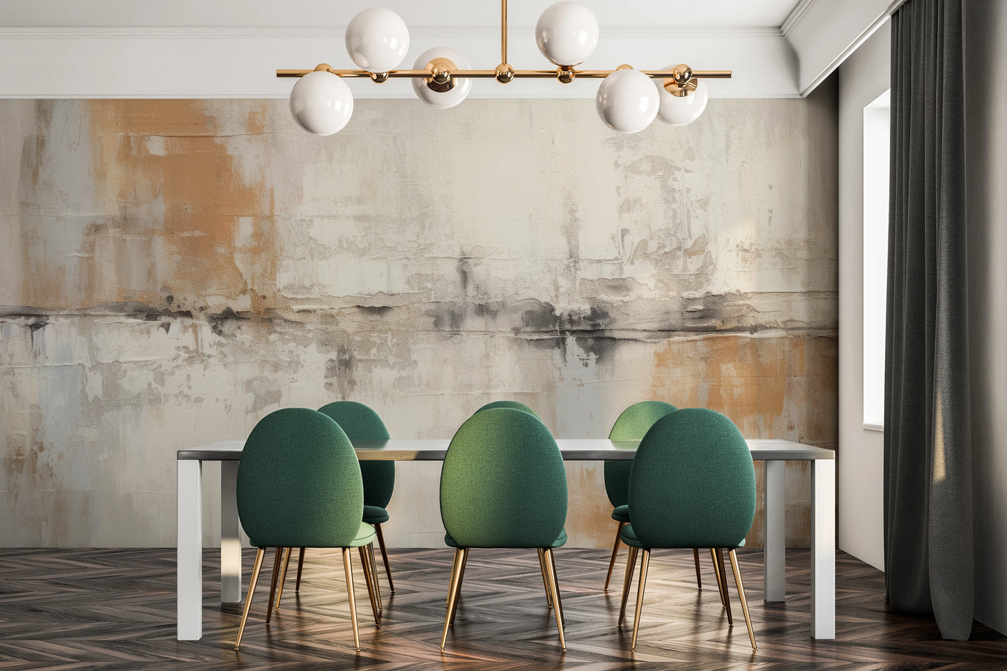 Fototapeta malowana o nazwie Golden Patina pokazana w aranżacji wnętrza.