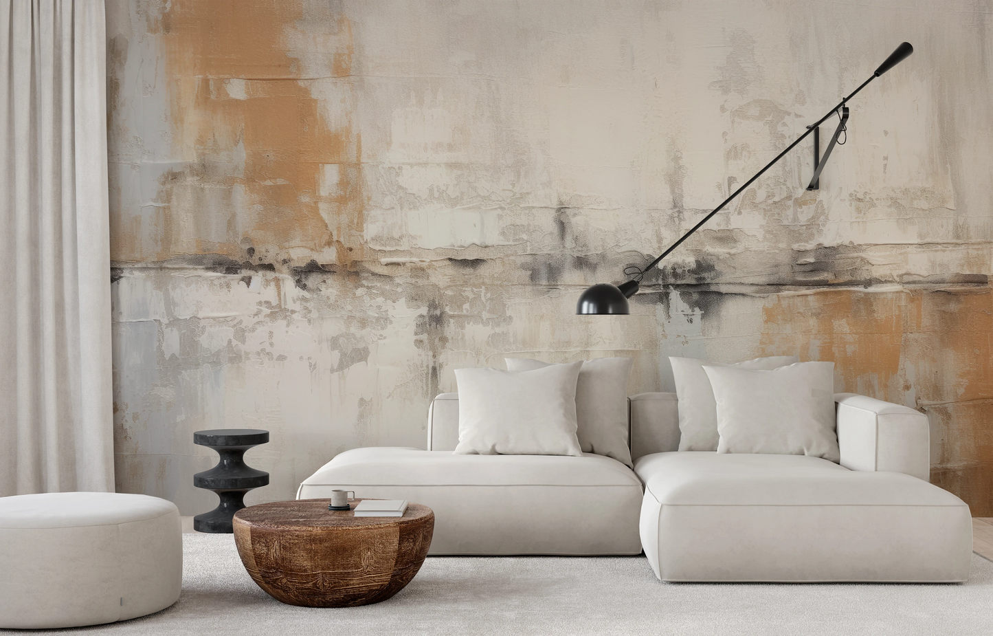 Fototapeta artystyczna o nazwie Golden Patina pokazana w aranżacji wnętrza.