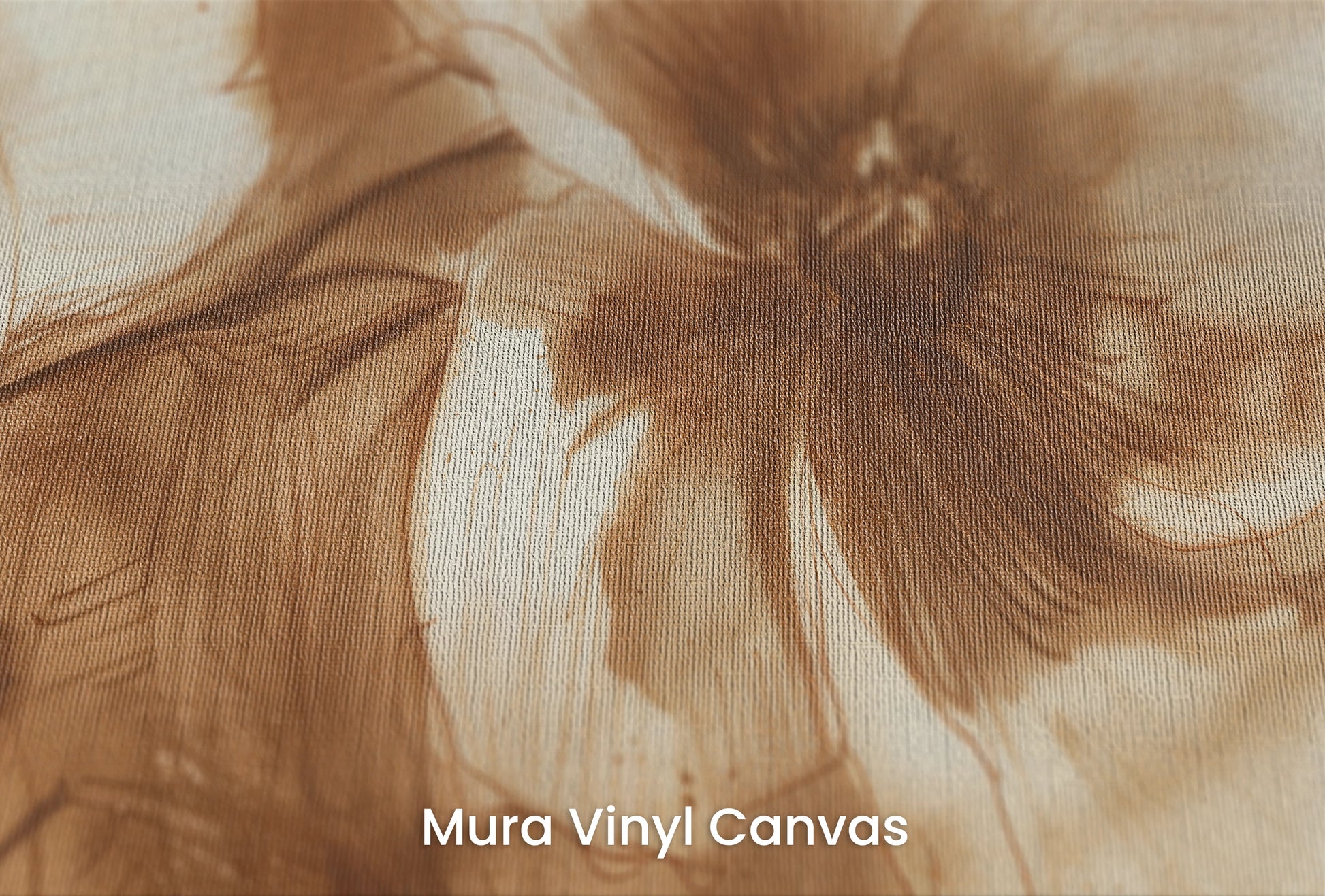 Zbliżenie na artystyczną fototapetę o nazwie Sepia Flora na podłożu Mura Vinyl Canvas - faktura naturalnego płótna.