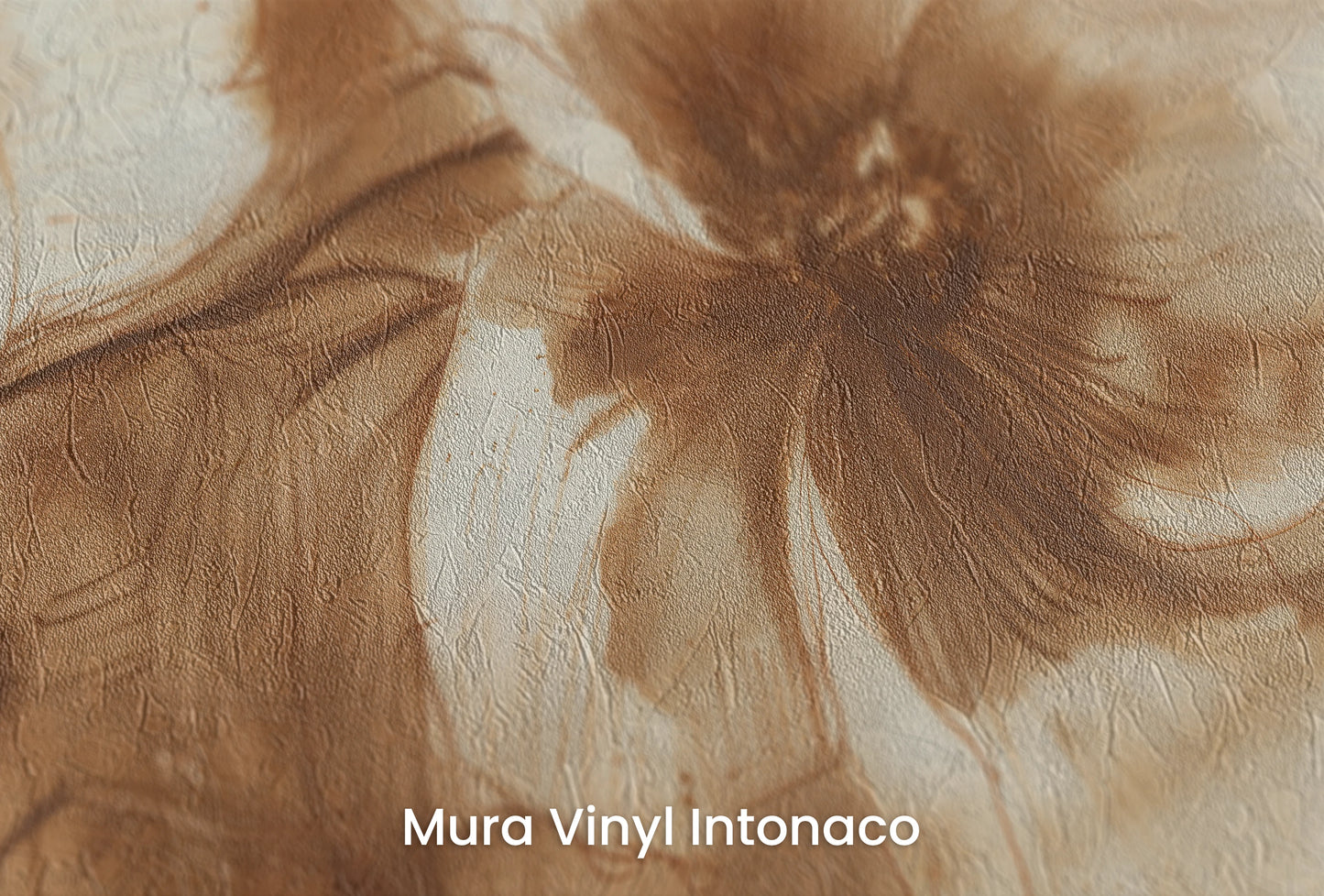 Zbliżenie na artystyczną fototapetę o nazwie Sepia Flora na podłożu Mura Vinyl Intonaco - struktura tartego tynku.