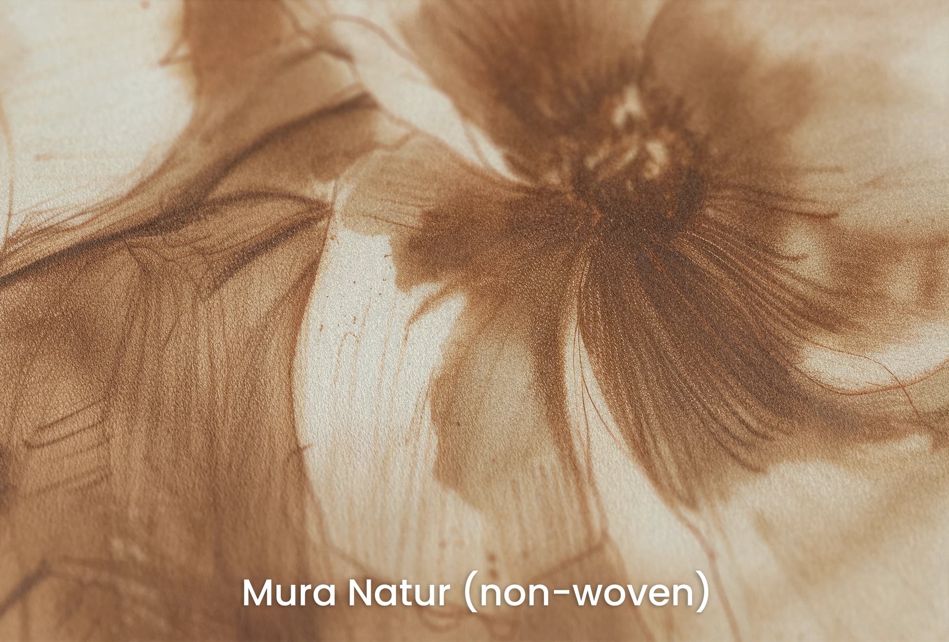 Zbliżenie na artystyczną fototapetę o nazwie Sepia Flora na podłożu Mura Natur (non-woven) - naturalne i ekologiczne podłoże.