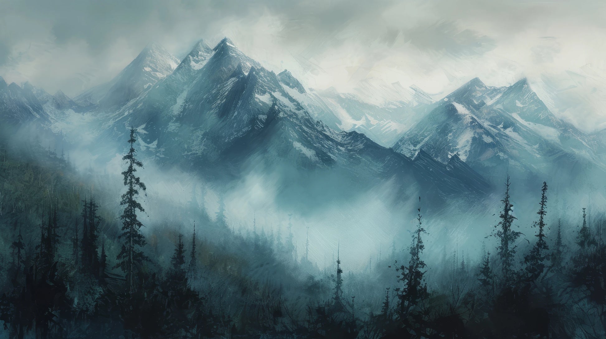 Prezentacja całego wzoru fototapety o nazwie Blue Summit