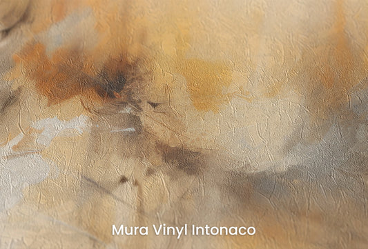 Zbliżenie na artystyczną fototapetę o nazwie Organic Abstraction na podłożu Mura Vinyl Intonaco - struktura tartego tynku.