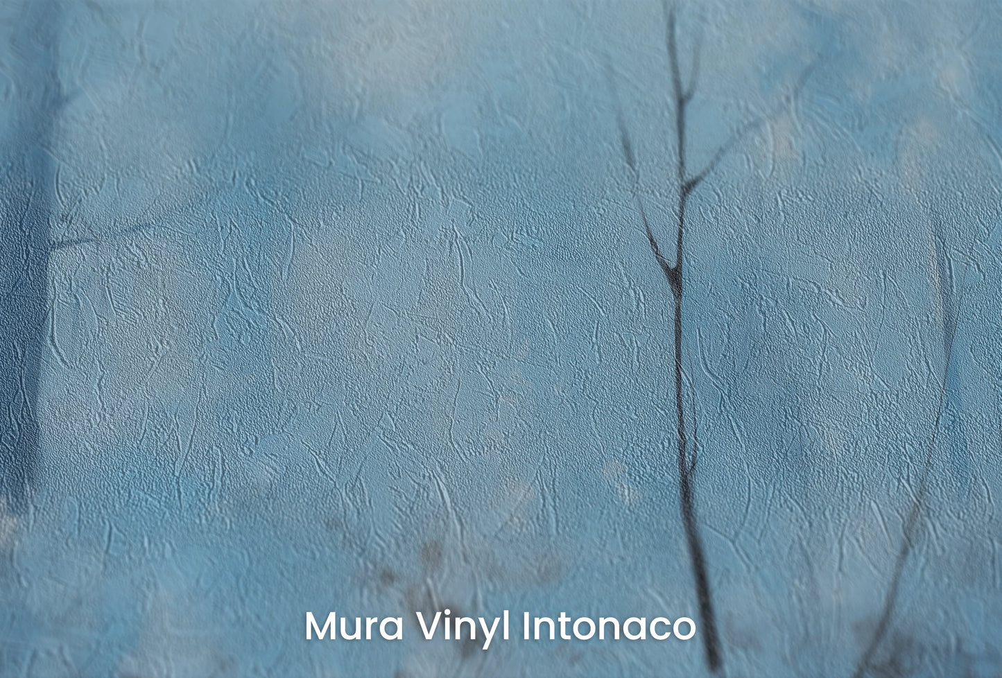 Zbliżenie na artystyczną fototapetę o nazwie Lodowy Las na podłożu Mura Vinyl Intonaco - struktura tartego tynku.