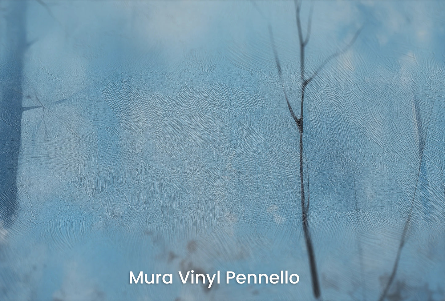 Zbliżenie na artystyczną fototapetę o nazwie Lodowy Las na podłożu Mura Vinyl Pennello - faktura pociągnięć pędzla malarskiego.