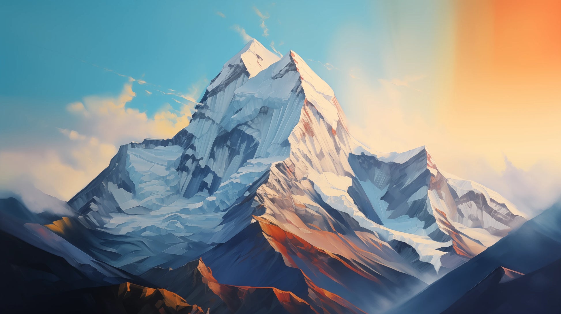 Prezentacja całego wzoru fototapety o nazwie Sunset Peaks