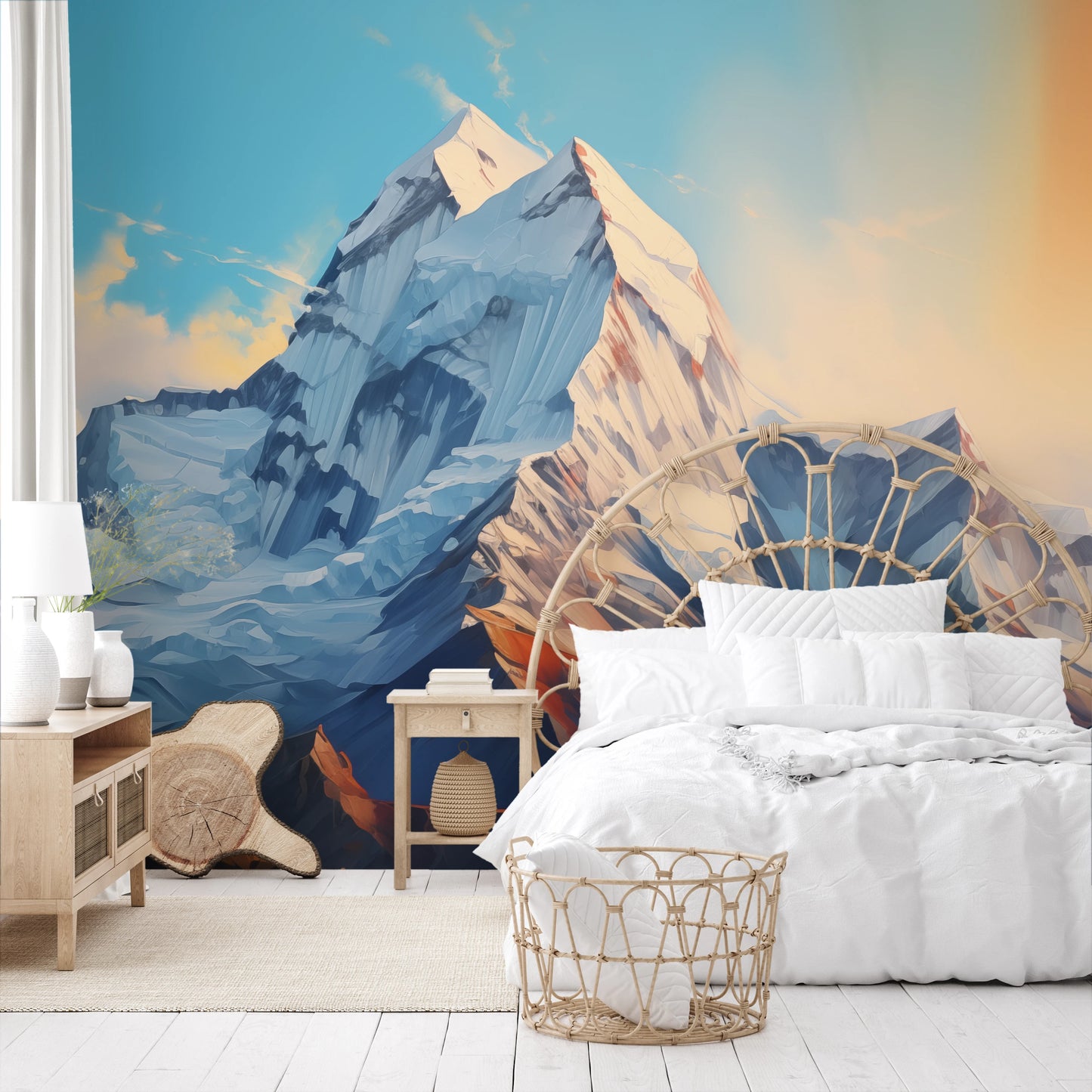 Fototapeta malowana o nazwie Sunset Peaks pokazana w aranżacji wnętrza.