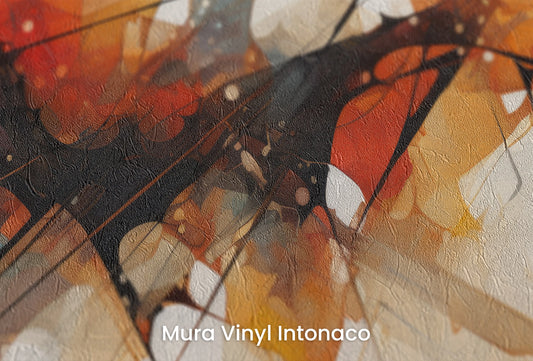 Zbliżenie na artystyczną fototapetę o nazwie Abstract Dynamics #3 na podłożu Mura Vinyl Intonaco - struktura tartego tynku.