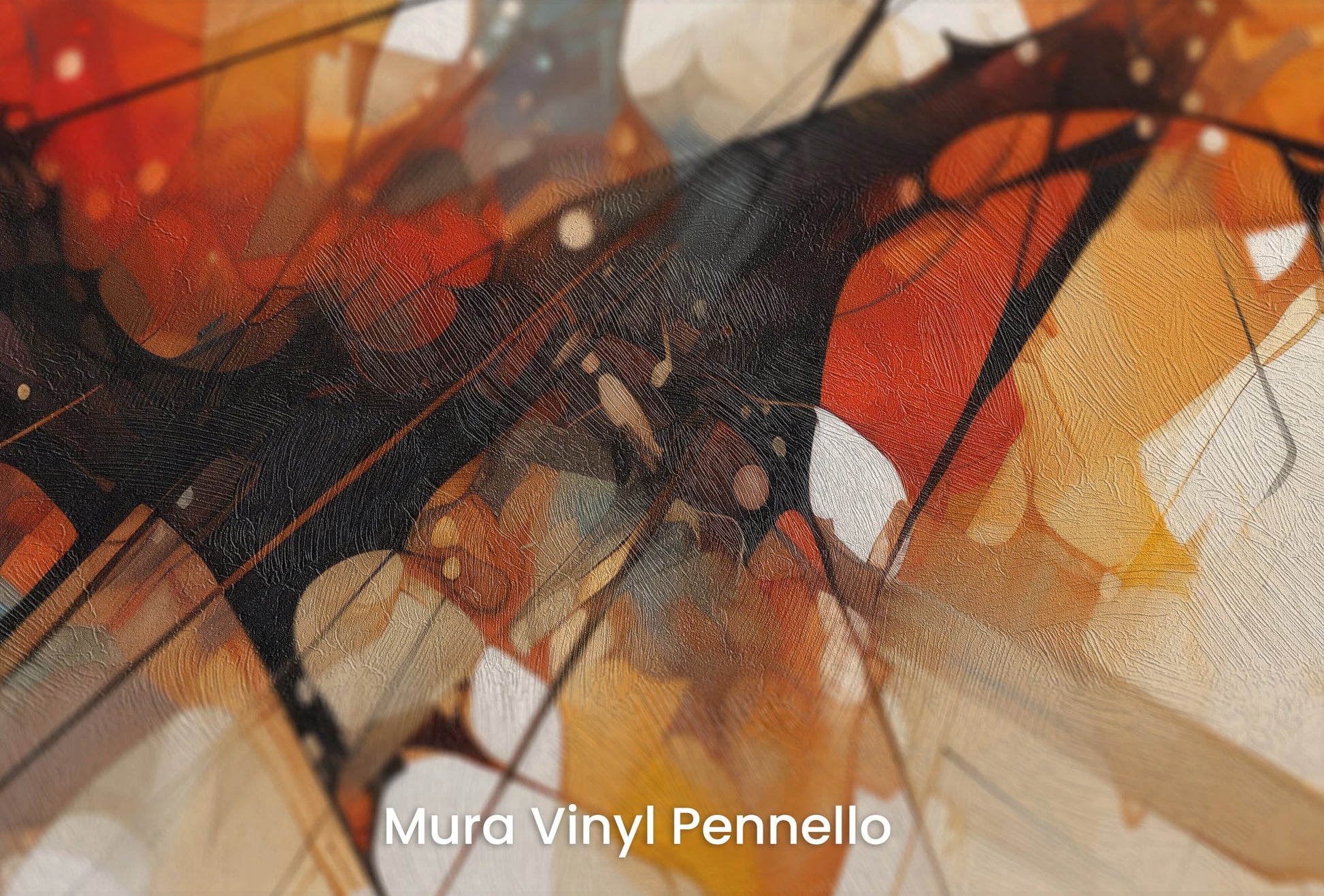 Zbliżenie na artystyczną fototapetę o nazwie Abstract Dynamics #3 na podłożu Mura Vinyl Pennello - faktura pociągnięć pędzla malarskiego.