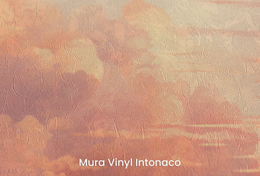 Zbliżenie na artystyczną fototapetę o nazwie Dramatic Blaze na podłożu Mura Vinyl Intonaco - struktura tartego tynku.