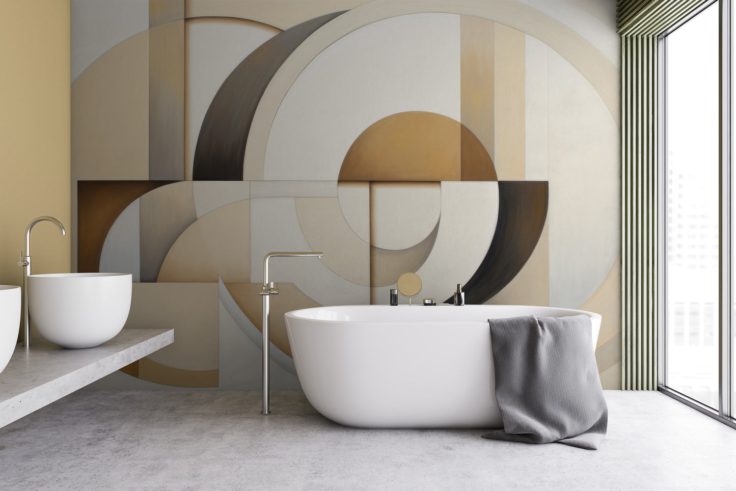 Fototapeta artystyczna o nazwie MODERNIST SPHERICAL ARRAY pokazana w aranżacji wnętrza.