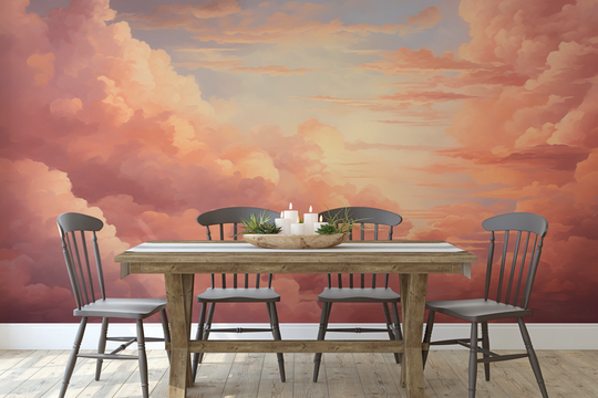 Wzór fototapety artystycznej o nazwie Dramatic Blaze pokazanej w aranżacji wnętrza.