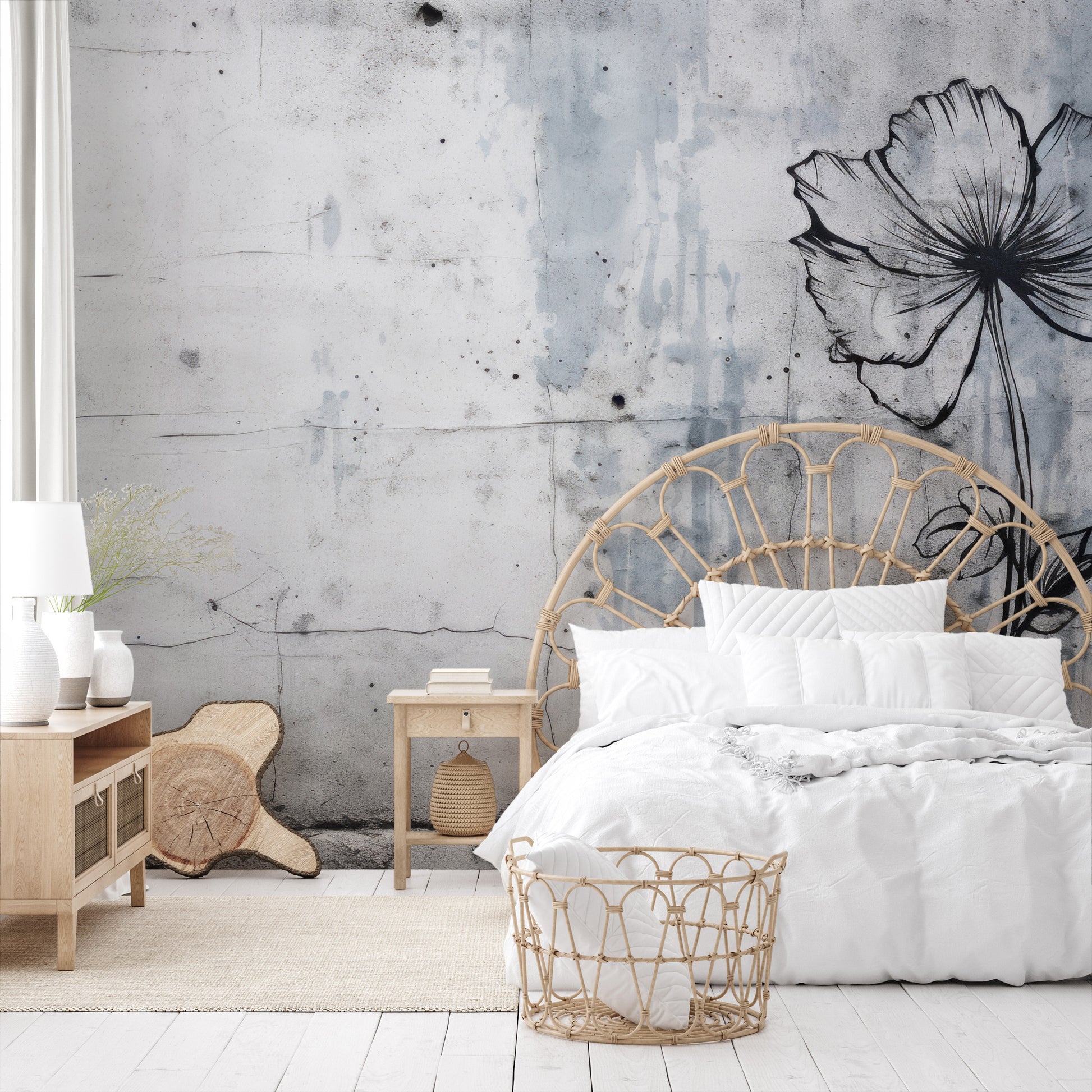 Fototapeta malowana o nazwie URBAN BLOSSOM pokazana w aranżacji wnętrza.