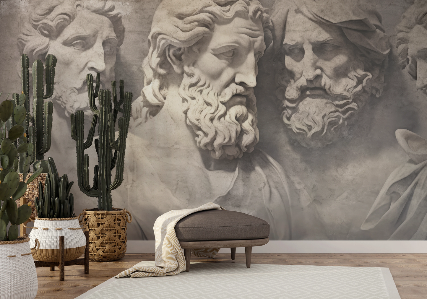 Fototapeta malowana o nazwie Divine Gaze pokazana w aranżacji wnętrza.