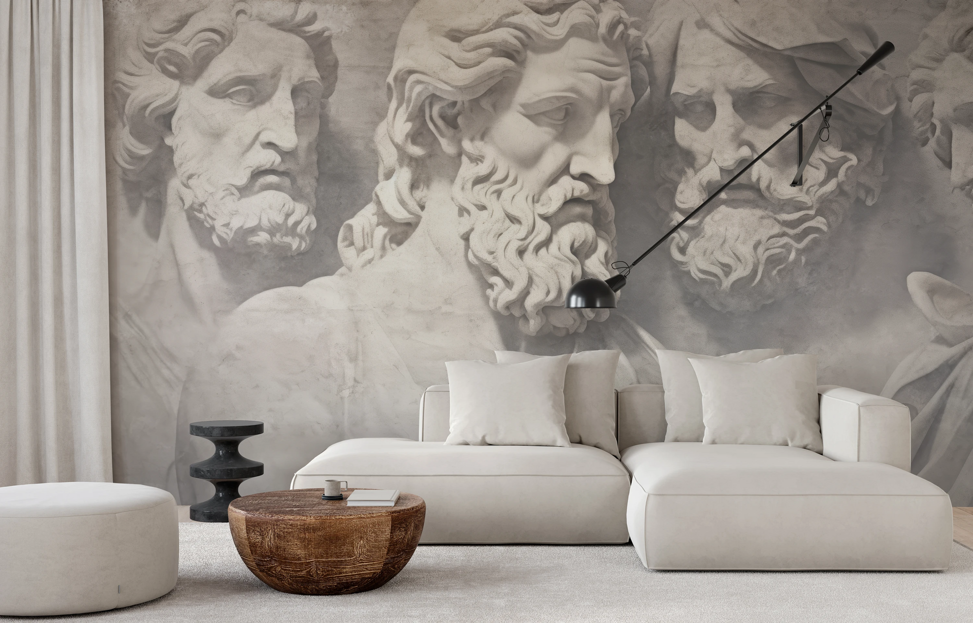 Wzór fototapety artystycznej o nazwie Divine Gaze pokazanej w aranżacji wnętrza.