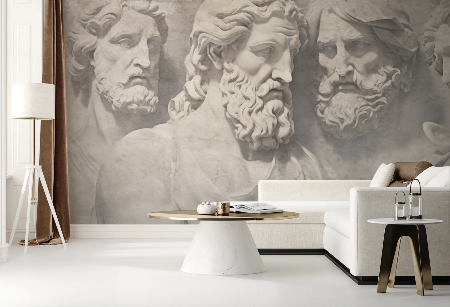 Wzór fototapety o nazwie Divine Gaze pokazanej w kontekście pomieszczenia.