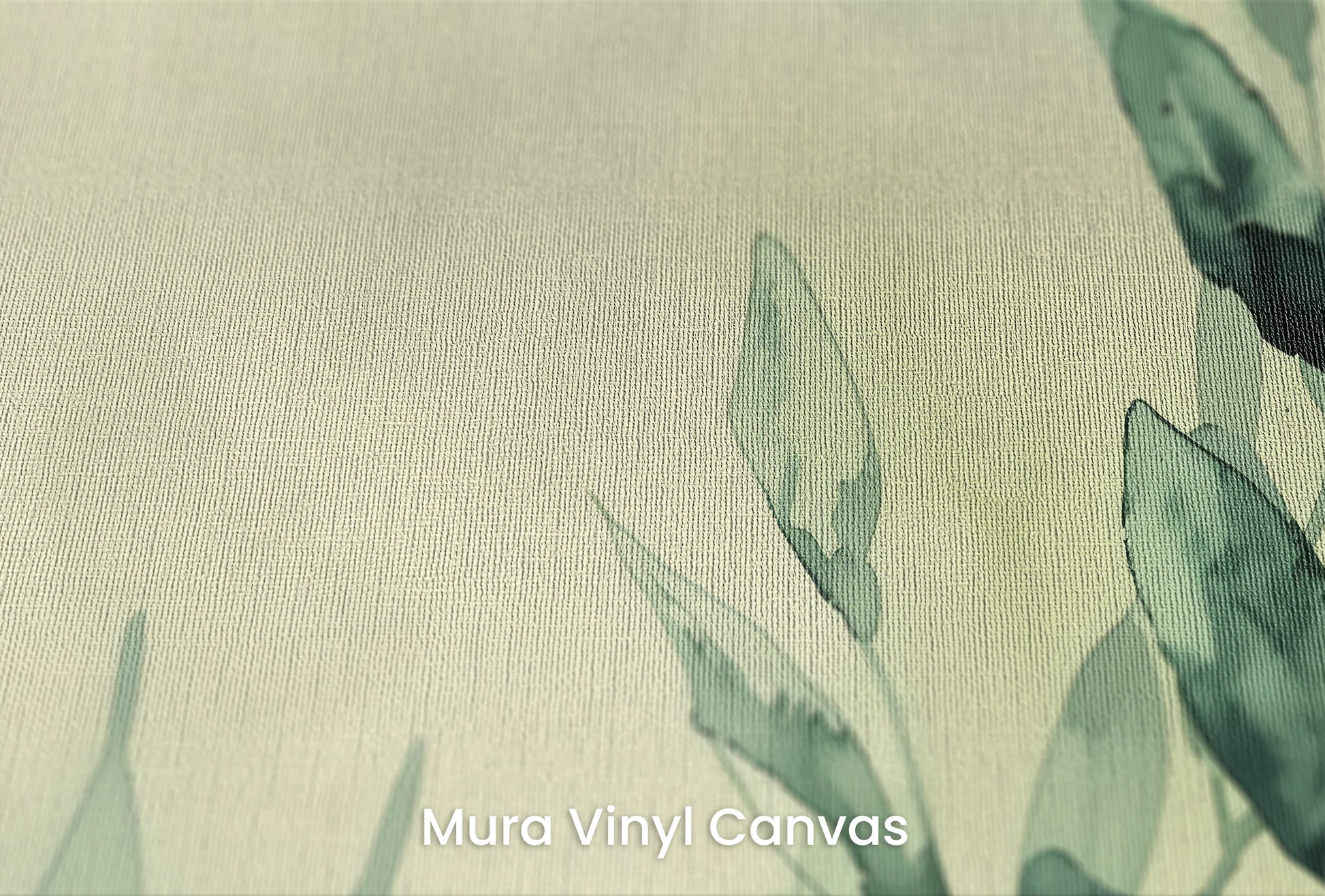 Zbliżenie na artystyczną fototapetę o nazwie Serene Canopy na podłożu Mura Vinyl Canvas - faktura naturalnego płótna.