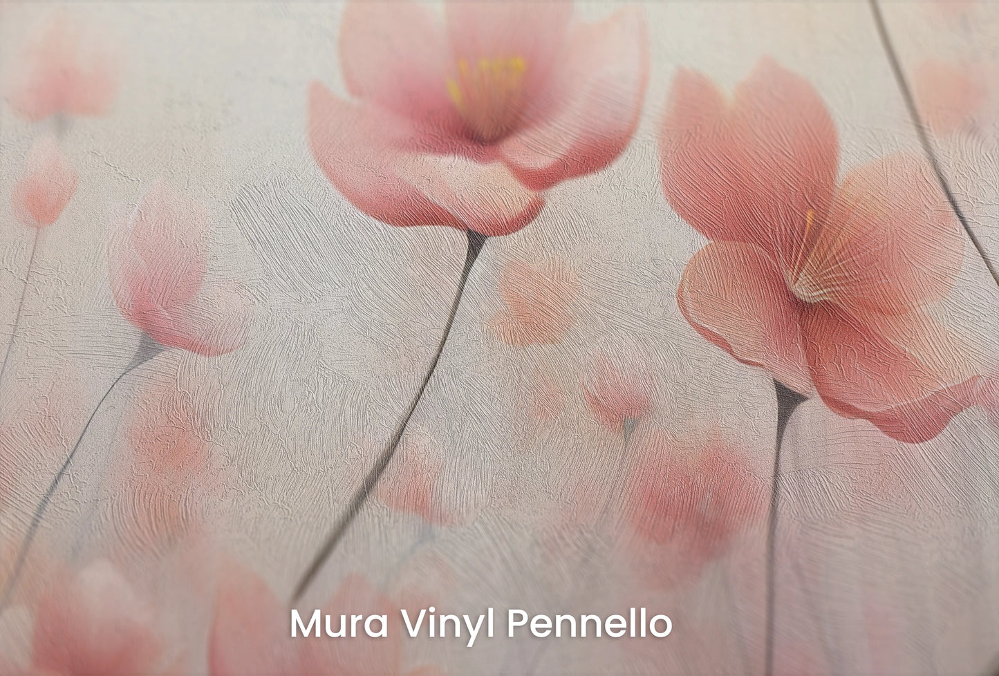 Zbliżenie na artystyczną fototapetę o nazwie Blossom Haze #2 na podłożu Mura Vinyl Pennello - faktura pociągnięć pędzla malarskiego.