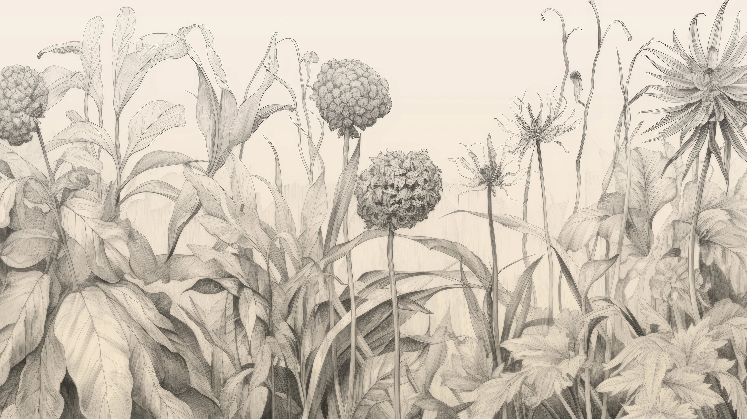 Podgląd wzoru: Prezentacja całego wzoru fototapety o nazwie Garden Sketches