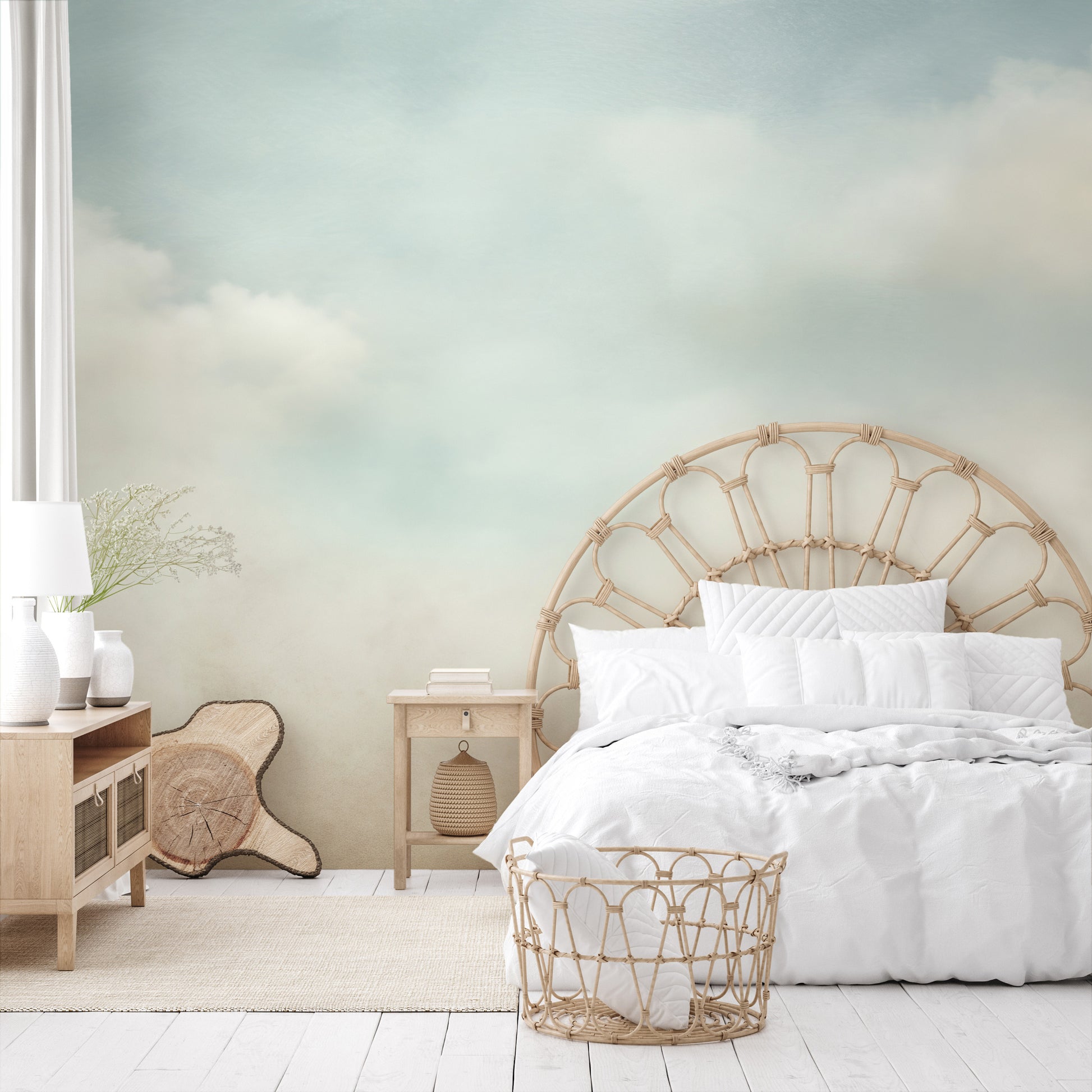 Fototapeta malowana o nazwie SERENE SKYLINE CANVAS pokazana w aranżacji wnętrza.