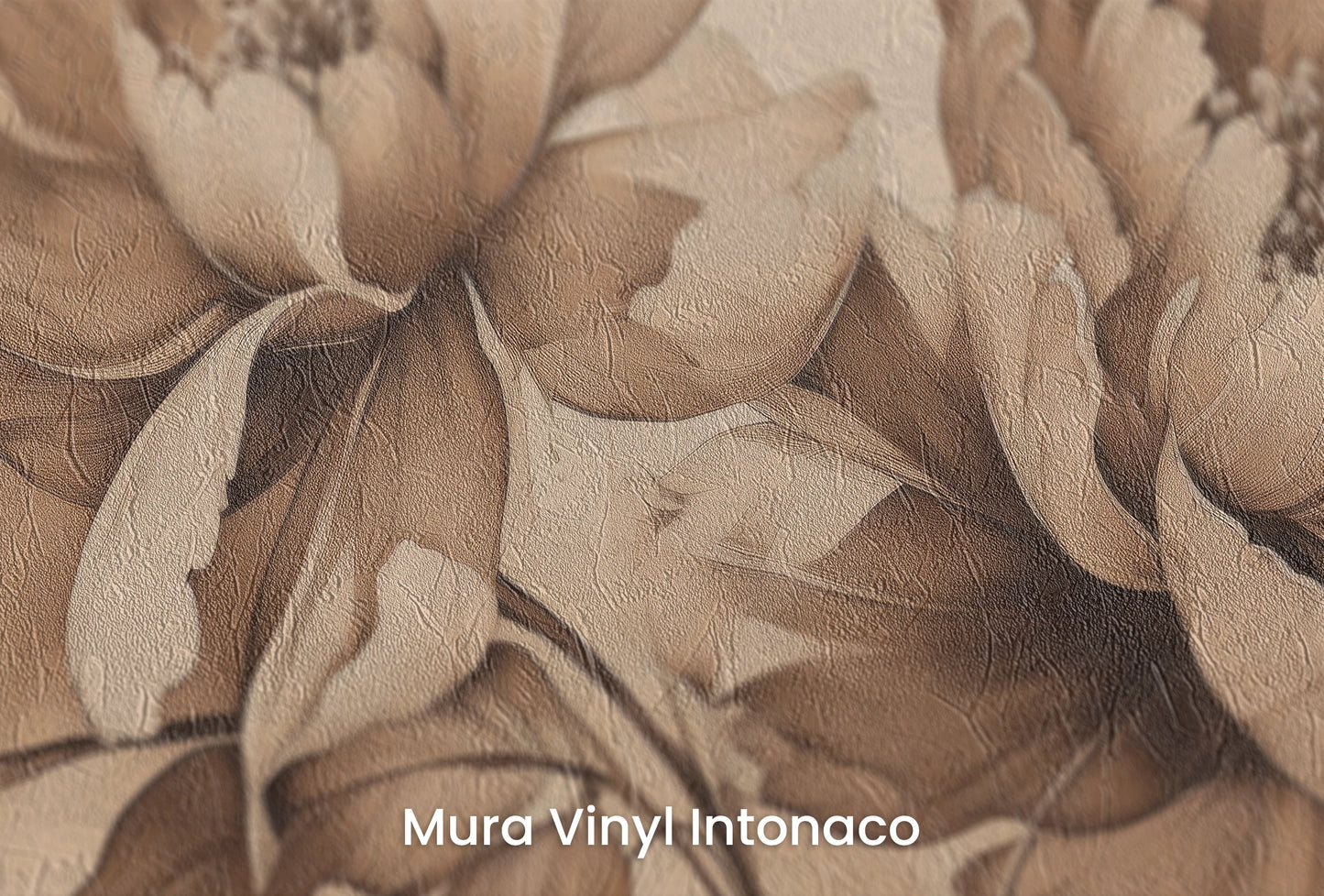 Zbliżenie na artystyczną fototapetę o nazwie Vintage Rose Sketch na podłożu Mura Vinyl Intonaco - struktura tartego tynku.