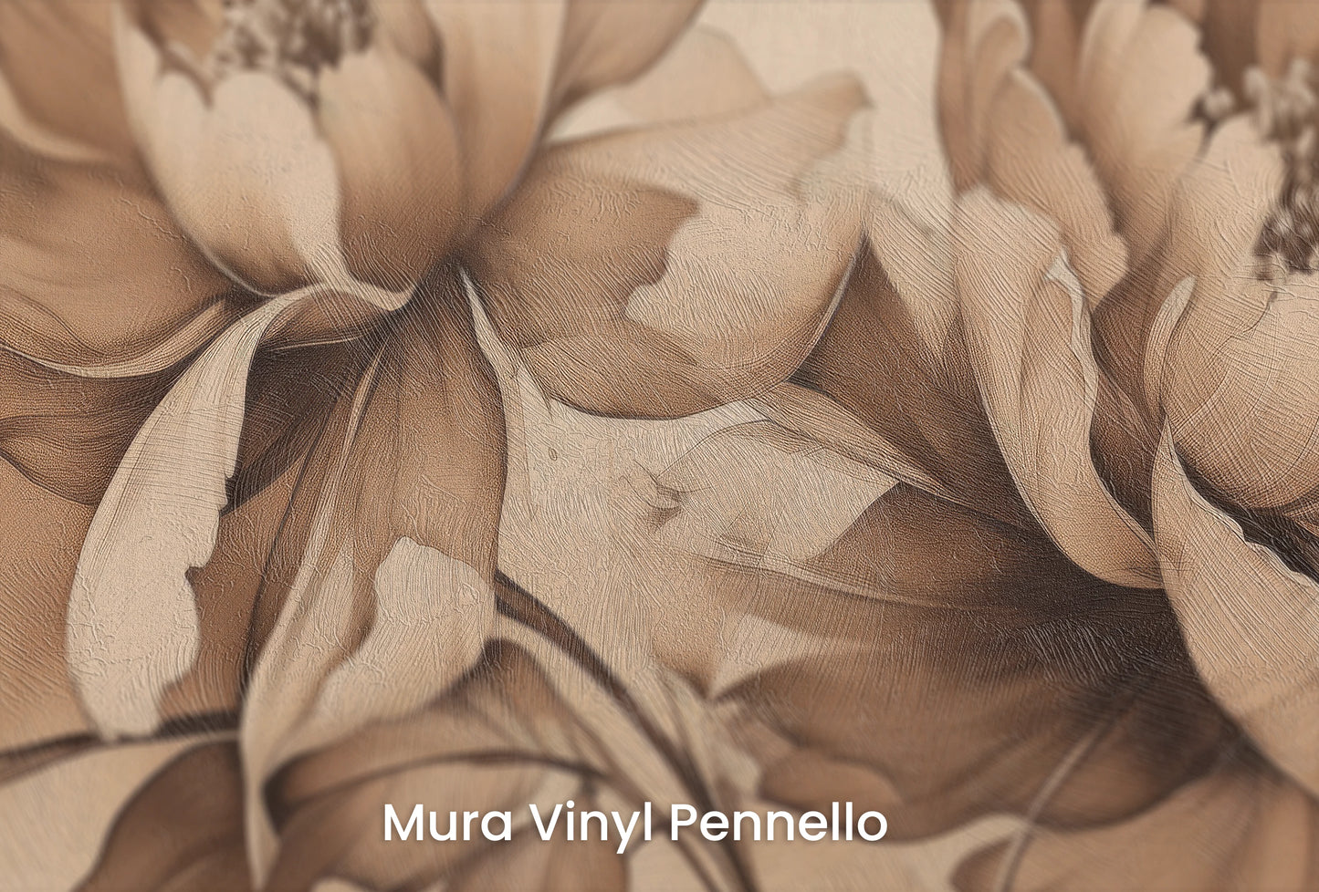 Zbliżenie na artystyczną fototapetę o nazwie Vintage Rose Sketch na podłożu Mura Vinyl Pennello - faktura pociągnięć pędzla malarskiego.