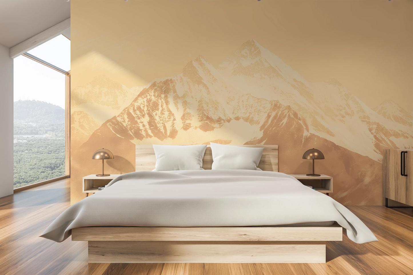 Fototapeta malowana o nazwie Golden Summit pokazana w aranżacji wnętrza.