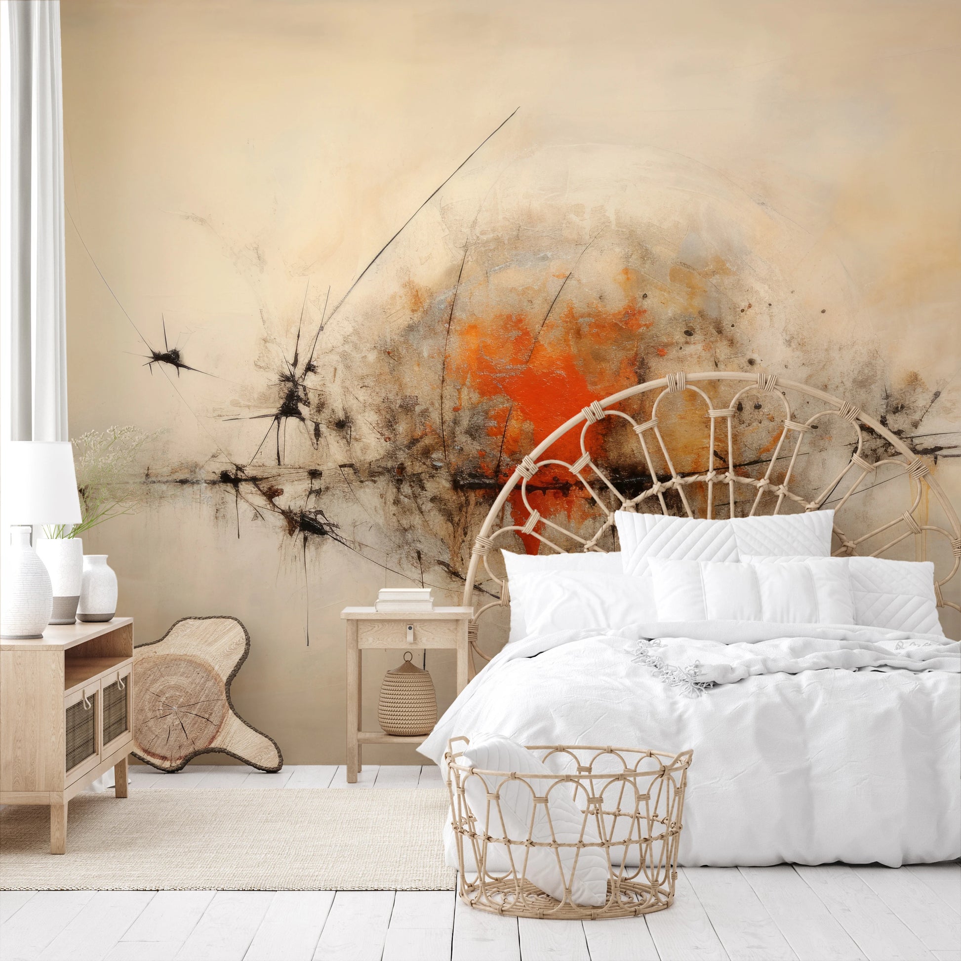 Wzór fototapety artystycznej o nazwie Calm Geometric Sphere pokazanej w aranżacji wnętrza.