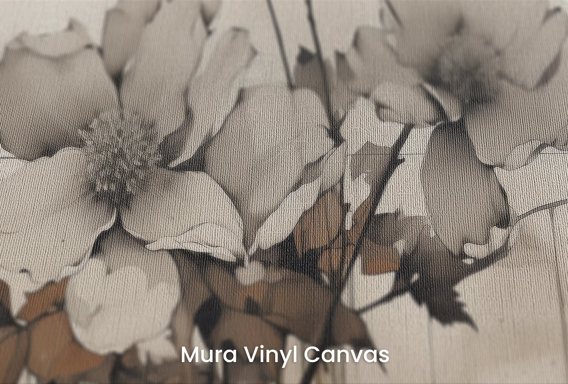 Zbliżenie na artystyczną fototapetę o nazwie Monochrome Anemones na podłożu Mura Vinyl Canvas - faktura naturalnego płótna.