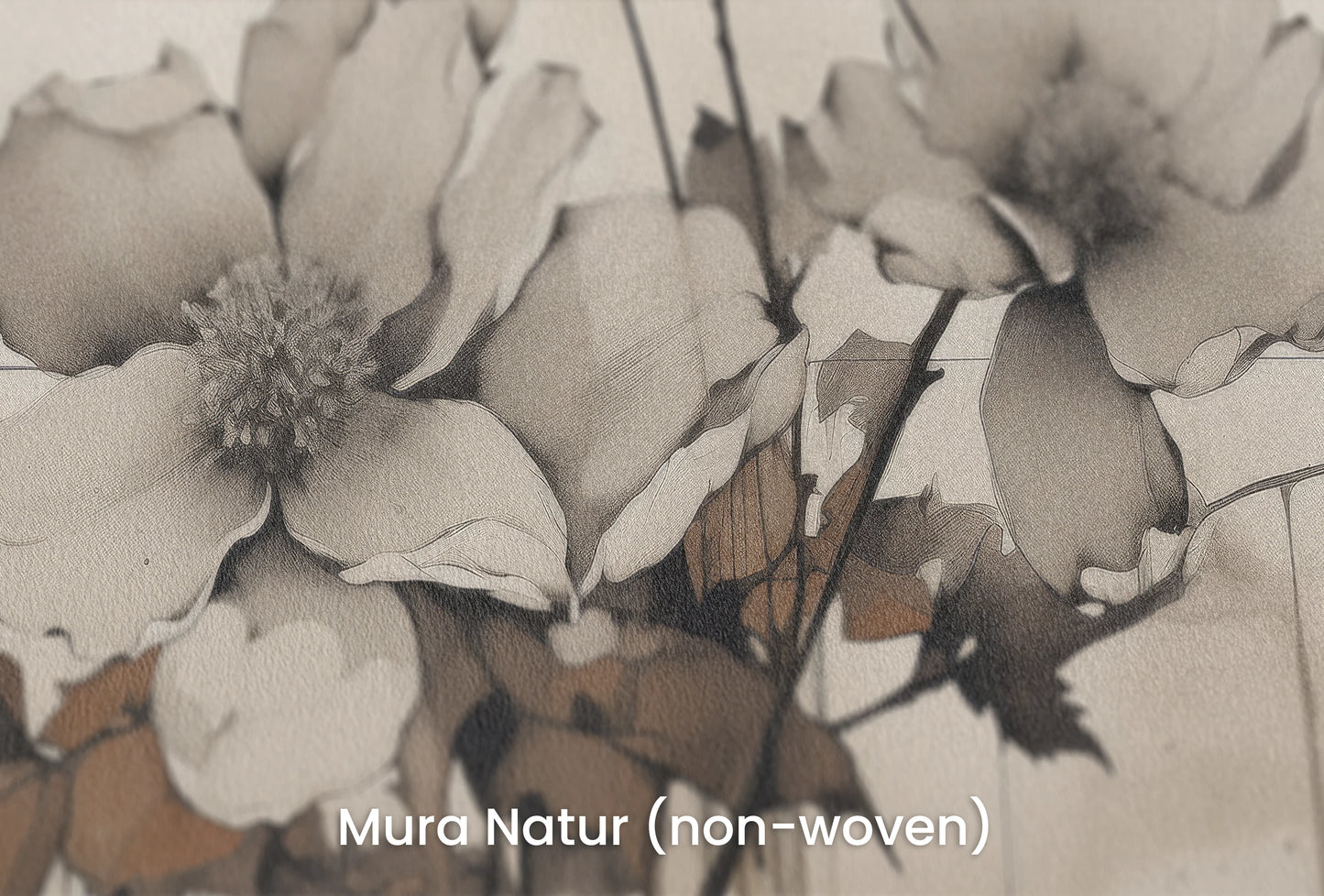 Zbliżenie na artystyczną fototapetę o nazwie Monochrome Anemones na podłożu Mura Natur (non-woven) - naturalne i ekologiczne podłoże.