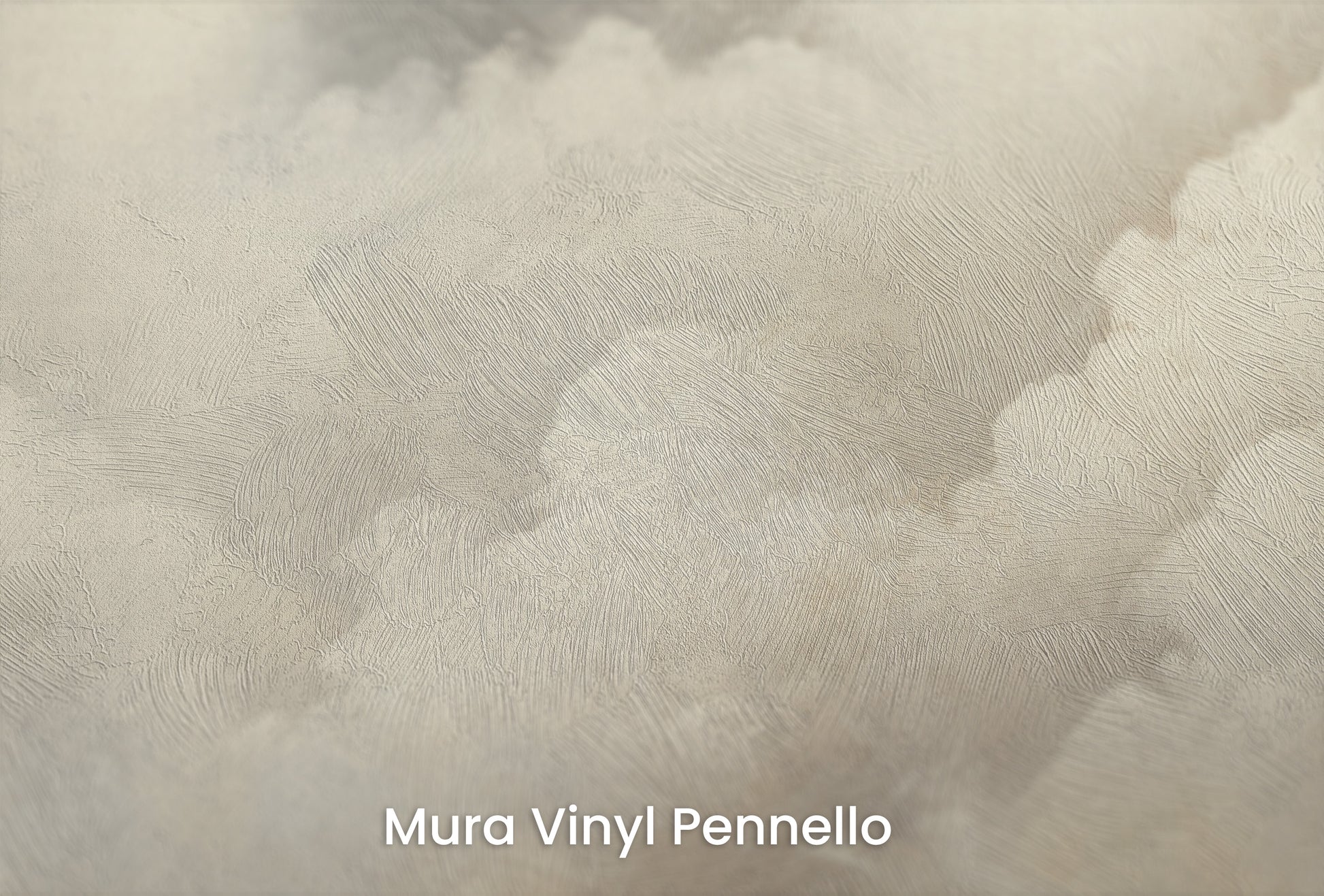Zbliżenie na artystyczną fototapetę o nazwie CLOUD HAVEN CASCADE na podłożu Mura Vinyl Pennello - faktura pociągnięć pędzla malarskiego.