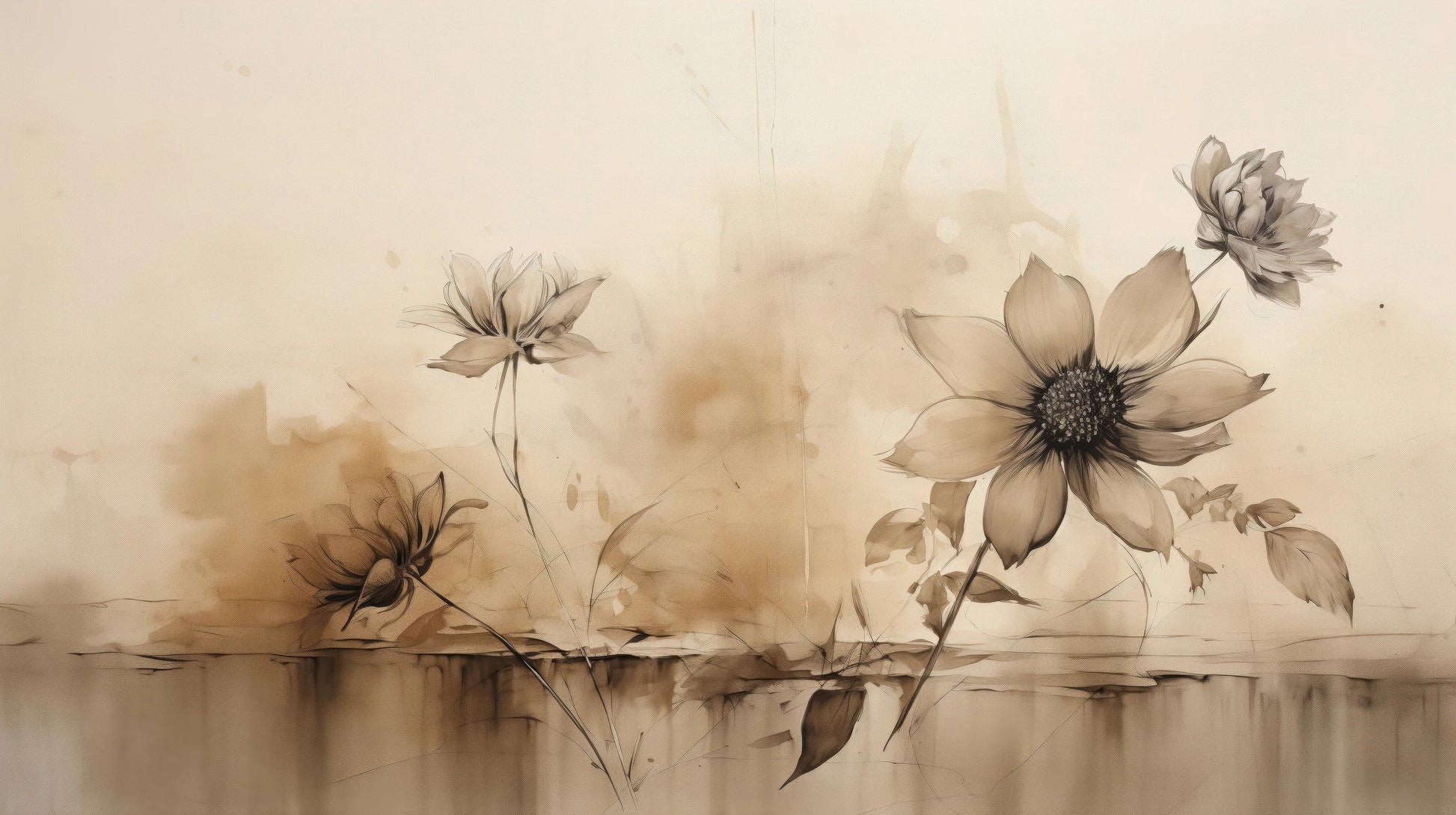 Prezentacja całego wzoru fototapety o nazwie Abstract Water Florals