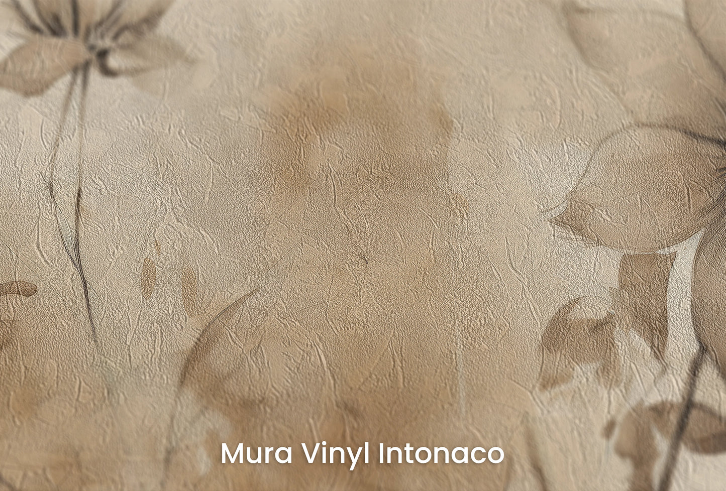Zbliżenie na artystyczną fototapetę o nazwie Abstract Water Florals na podłożu Mura Vinyl Intonaco - struktura tartego tynku.