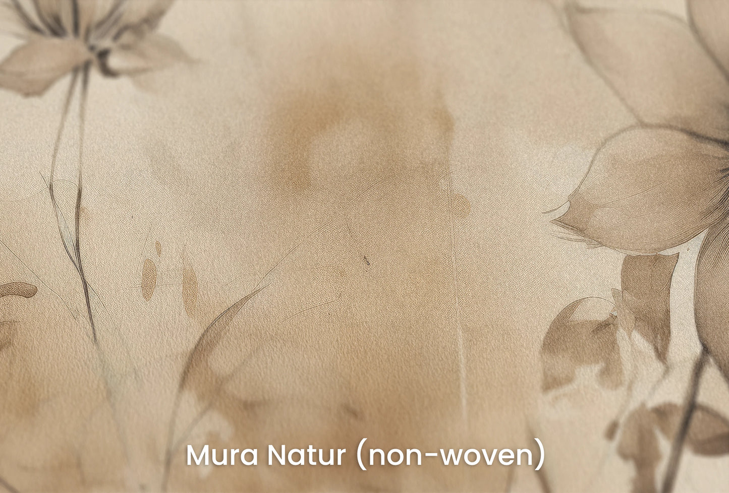 Zbliżenie na artystyczną fototapetę o nazwie Abstract Water Florals na podłożu Mura Natur (non-woven) - naturalne i ekologiczne podłoże.