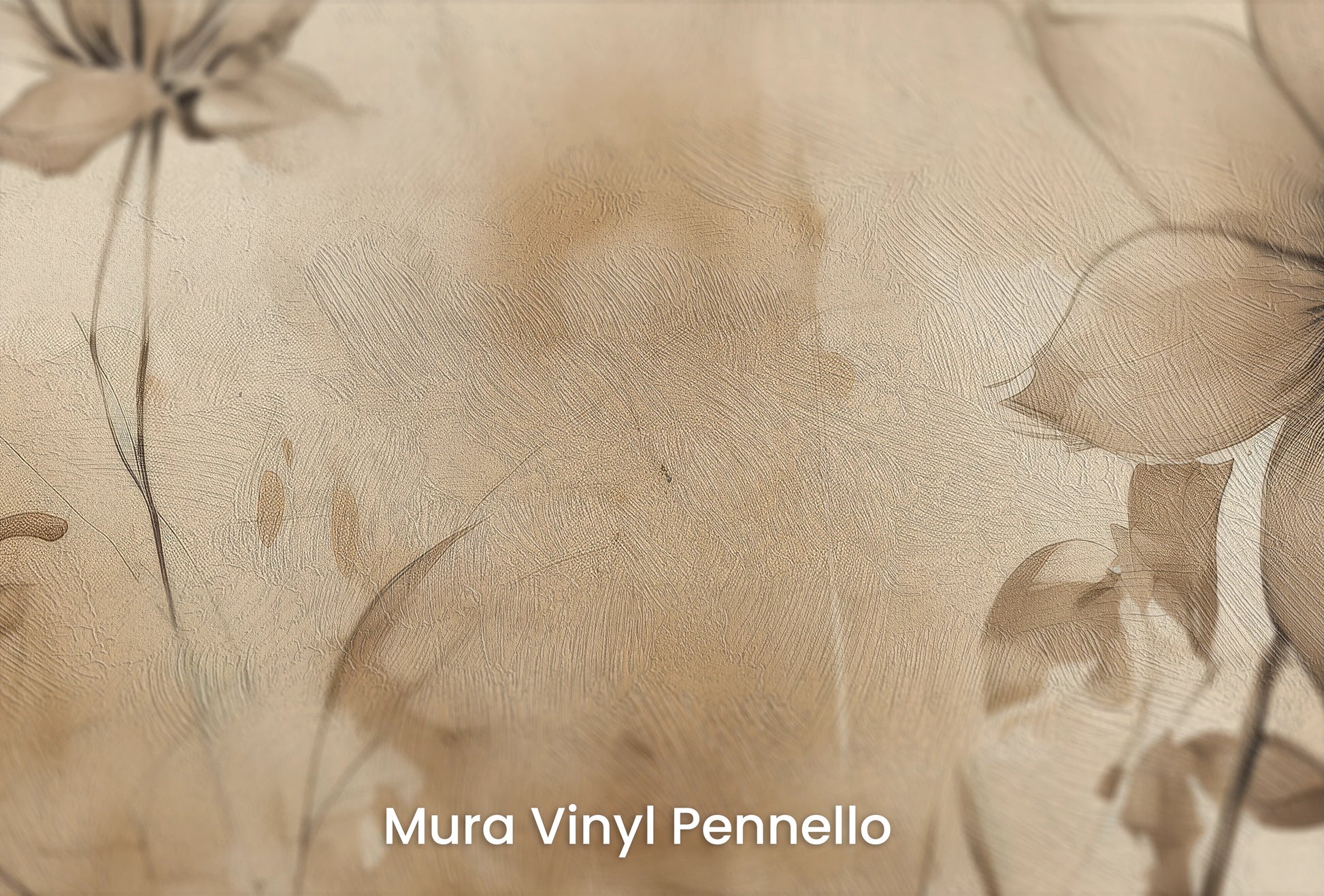 Zbliżenie na artystyczną fototapetę o nazwie Abstract Water Florals na podłożu Mura Vinyl Pennello - faktura pociągnięć pędzla malarskiego.