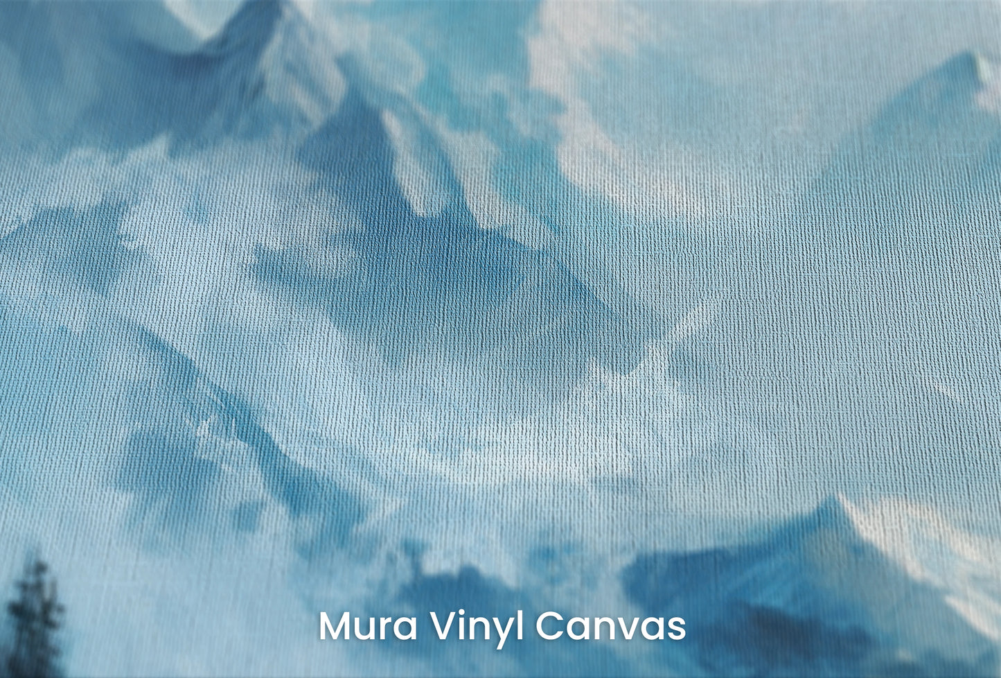Zbliżenie na artystyczną fototapetę o nazwie Cerulean Range na podłożu Mura Vinyl Canvas - faktura naturalnego płótna.