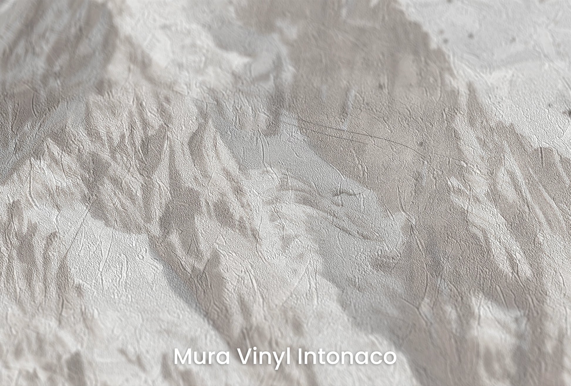 Zbliżenie na artystyczną fototapetę o nazwie Snowy Monolith na podłożu Mura Vinyl Intonaco - struktura tartego tynku.