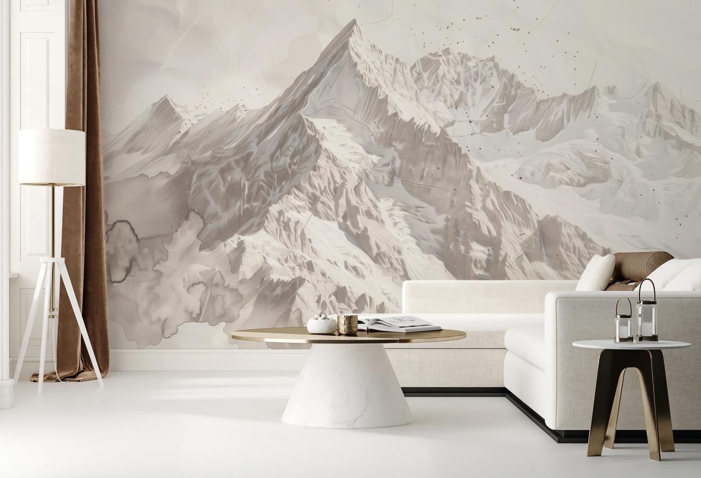Fototapeta artystyczna o nazwie Snowy Monolith pokazana w aranżacji wnętrza.