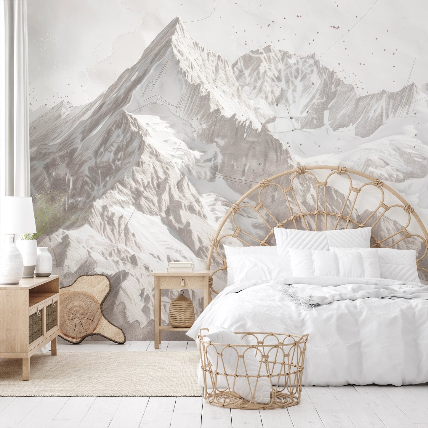 Wzór fototapety o nazwie Snowy Monolith pokazanej w kontekście pomieszczenia.