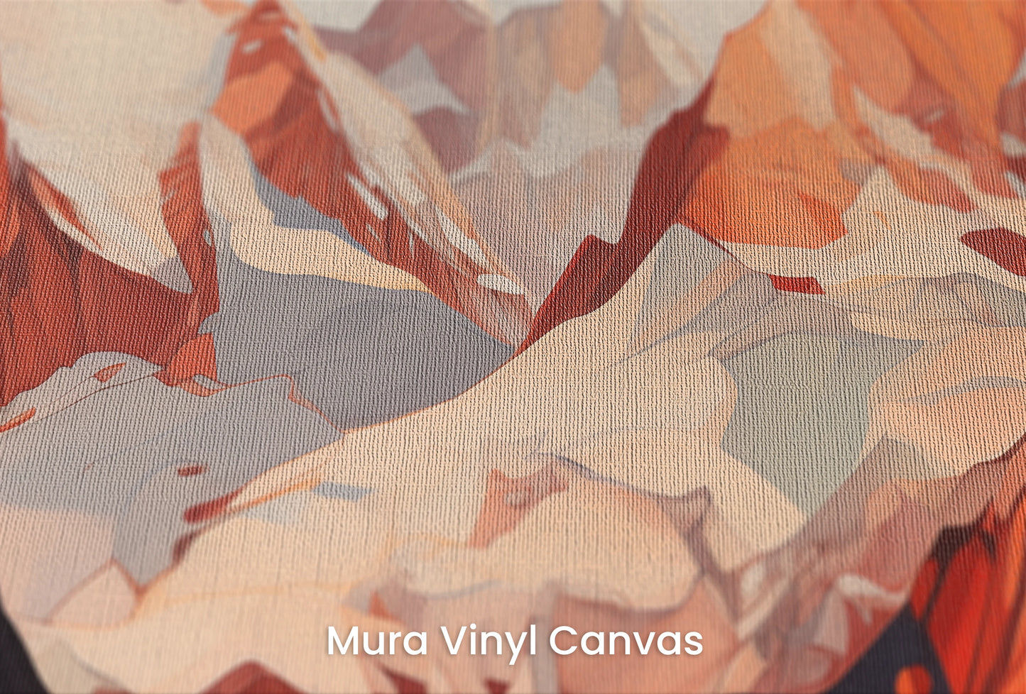Zbliżenie na artystyczną fototapetę o nazwie Geometric Sunset na podłożu Mura Vinyl Canvas - faktura naturalnego płótna.