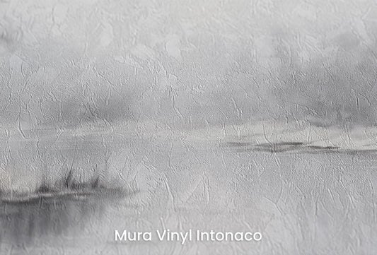 Zbliżenie na artystyczną fototapetę o nazwie Ośnieżone Ciszy na podłożu Mura Vinyl Intonaco - struktura tartego tynku.