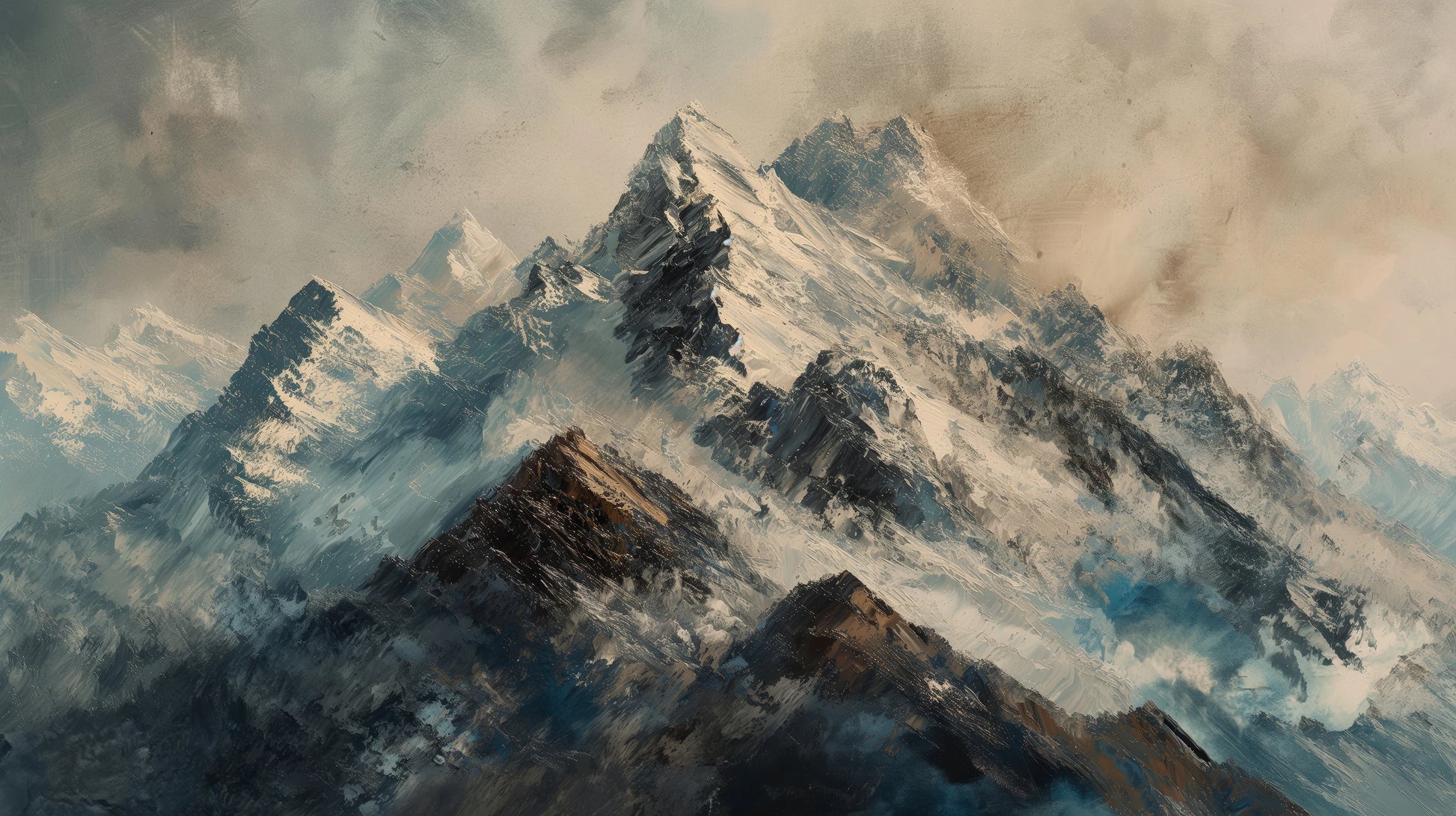 Prezentacja całego wzoru fototapety o nazwie Rugged Peaks