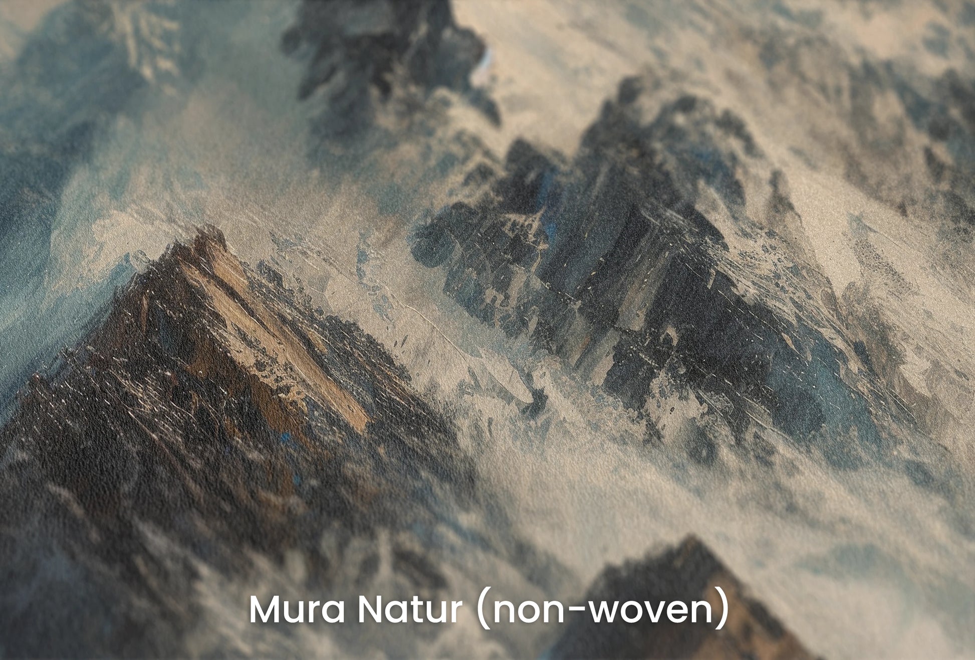Zbliżenie na artystyczną fototapetę o nazwie Rugged Peaks na podłożu Mura Natur (non-woven) - naturalne i ekologiczne podłoże.